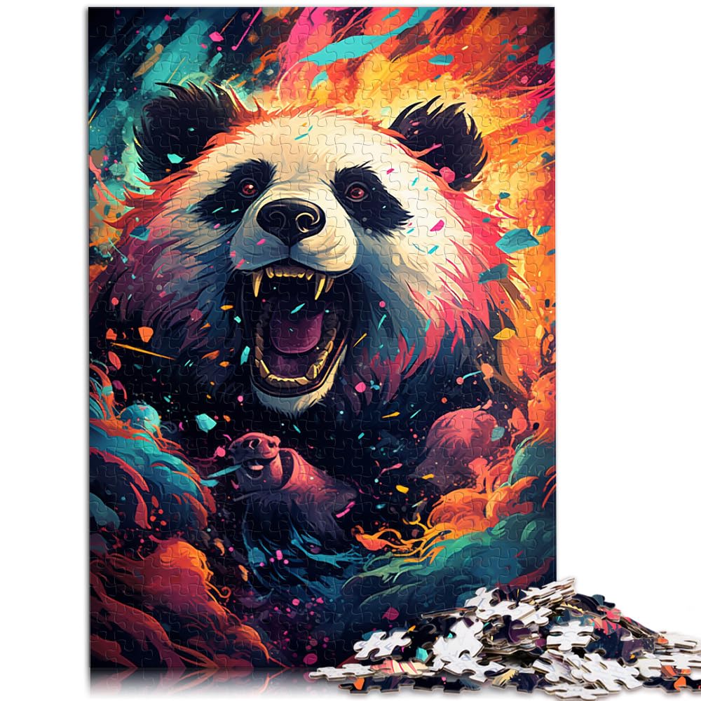 Puzzles Buntes psychedelisches Panda-Puzzle für Erwachsene Das 1000-teilige Holzpuzzle eignet ganze Familie und die 1000 Teile (50 x 75 cm)