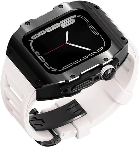 NEYENS Edelstahl-Uhrengehäuse, Gummiband, Mod-Kit, für Apple Watch Serie 9, 8, 7, 6, 5, 4, SE, Ersatz-Uhrenarmband, Verschluss für iWatch Serie 45 mm, 44 mm Zubehör, 49 mm, Achat