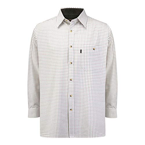 Walker & Hawkes - Herren Langarmshirt im Country-Stil - 100% Baumwolle - kariert - Grün - M (42'')