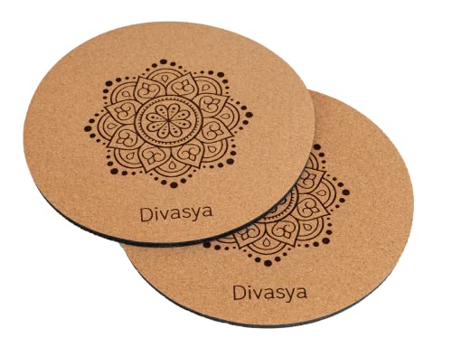 DIVASYA Yoga-Knie-Pads: Yoga-Kissen, Knieschoner, Yoga-Knie-Polster (20cm), stark dämpfender Naturkautschuk & rutschfeste Kork-Oberfläche. Auch für Ellbogen/Handgelenke/Kopfstand (Spirit Blossom)