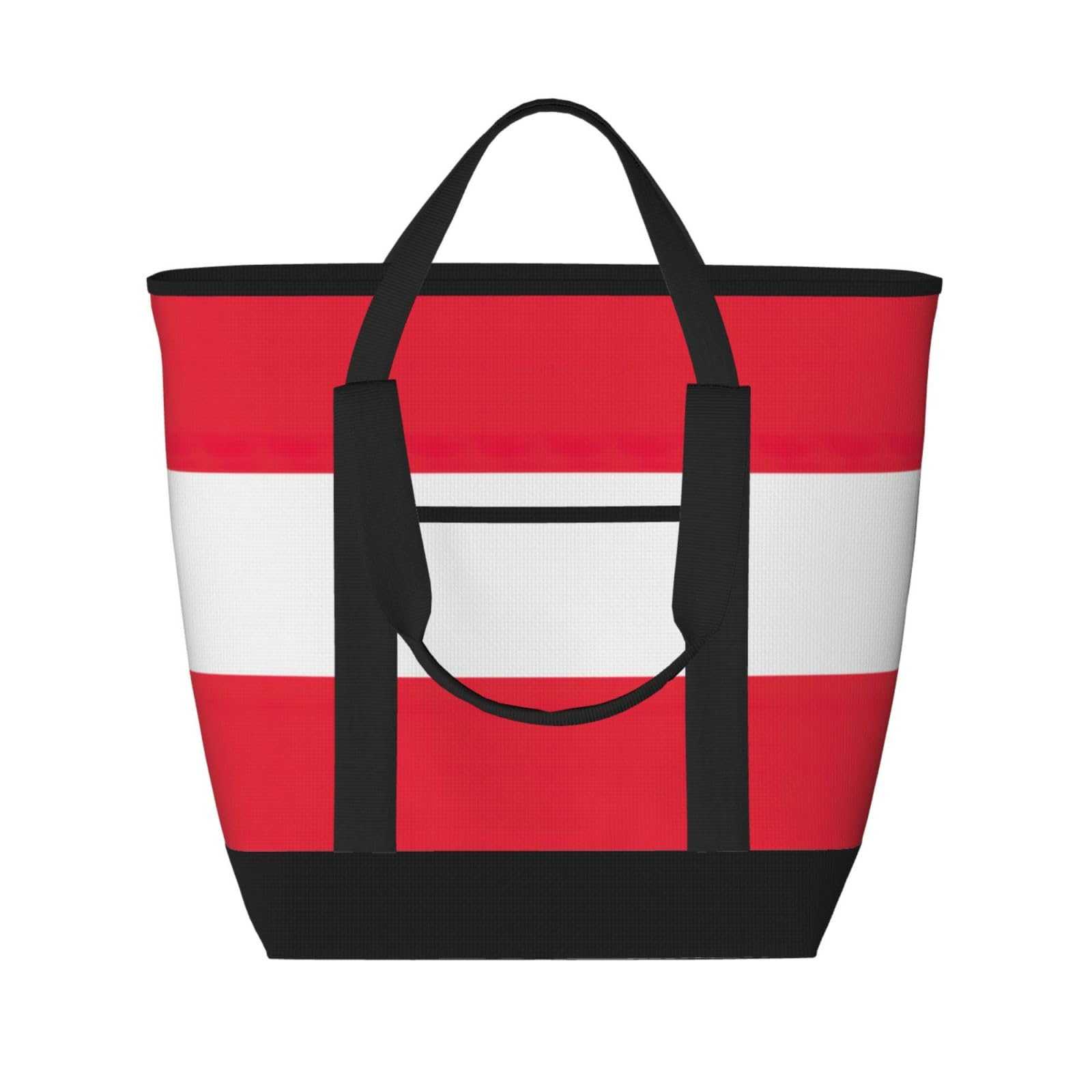 YQxwJL Isolierte Kühltasche mit Österreichischer Flagge, großes Fassungsvermögen, Einkaufstasche, Reisetasche, Strand, wiederverwendbare Einkaufstasche für Erwachsene, Schwarz, Einheitsgröße