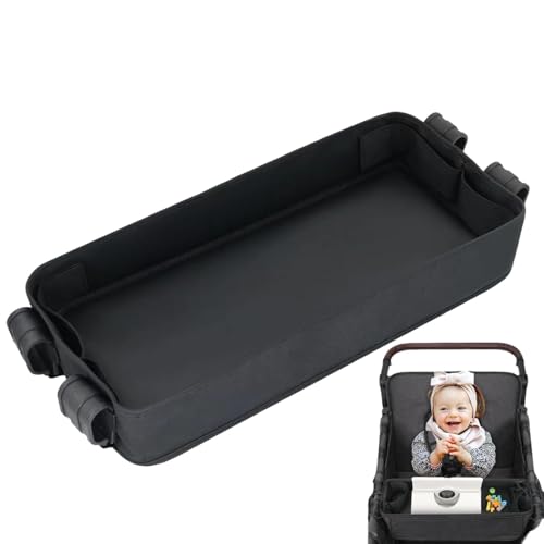 Kinderwagentablett, Snacktablett für Kinderwagen - Kinderwagen-Getränkehalter-Organizer-Tablett für Snacks - Getränkehalter und Netztaschen zum Spielen und Essen für Kinder