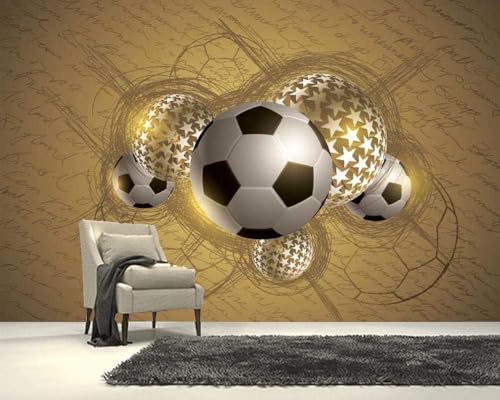 Goldener Fußball 3D Tapete Poster Restaurant Schlafzimmer Wohnzimmer Sofa TV Dekorative Wand-150cm×105cm