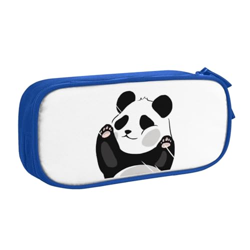 YFSGDLBN Lustiges Federmäppchen mit Panda-Aufdruck, großes Fassungsvermögen, doppeltes Federmäppchen, tragbare Schreibwaren-Tasche, blau, Einheitsgröße, Münzfach