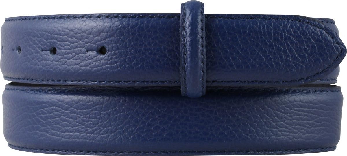 BELTINGER Gürtel mit Pigmentprägung und Steppnaht ohne Schnalle 3 cm | Modischer Ledergürtel für H-Schnalle 30mm Damen Herren | Jeans-Gürtel 3cm | Blau 85cm