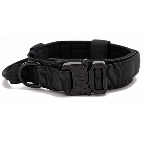 Hundehalsband Trainingshalsbänder Design Hundehalsband für große Hunde Militärisches Hundehalsband für mittelgroße und große Hunde Heimtierbedarf-Kragen-Schwarz,L(45-55cm)