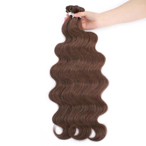 Human Hair Bundles Körperwellen-Bündel, brasilianisches Haar, Weben, weiche, natürliche synthetische Haarverlängerungen, bunte Körperwellen, dickes Haar human hair weave (Size : 1 PC, Color : COFFEE