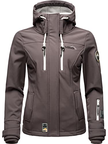 MARIKOO Damen wasserdichte Softshelljacke Übergangsjacke Regenjacke Jacke mit Kapuze Kleinezicke Grey Gr. S