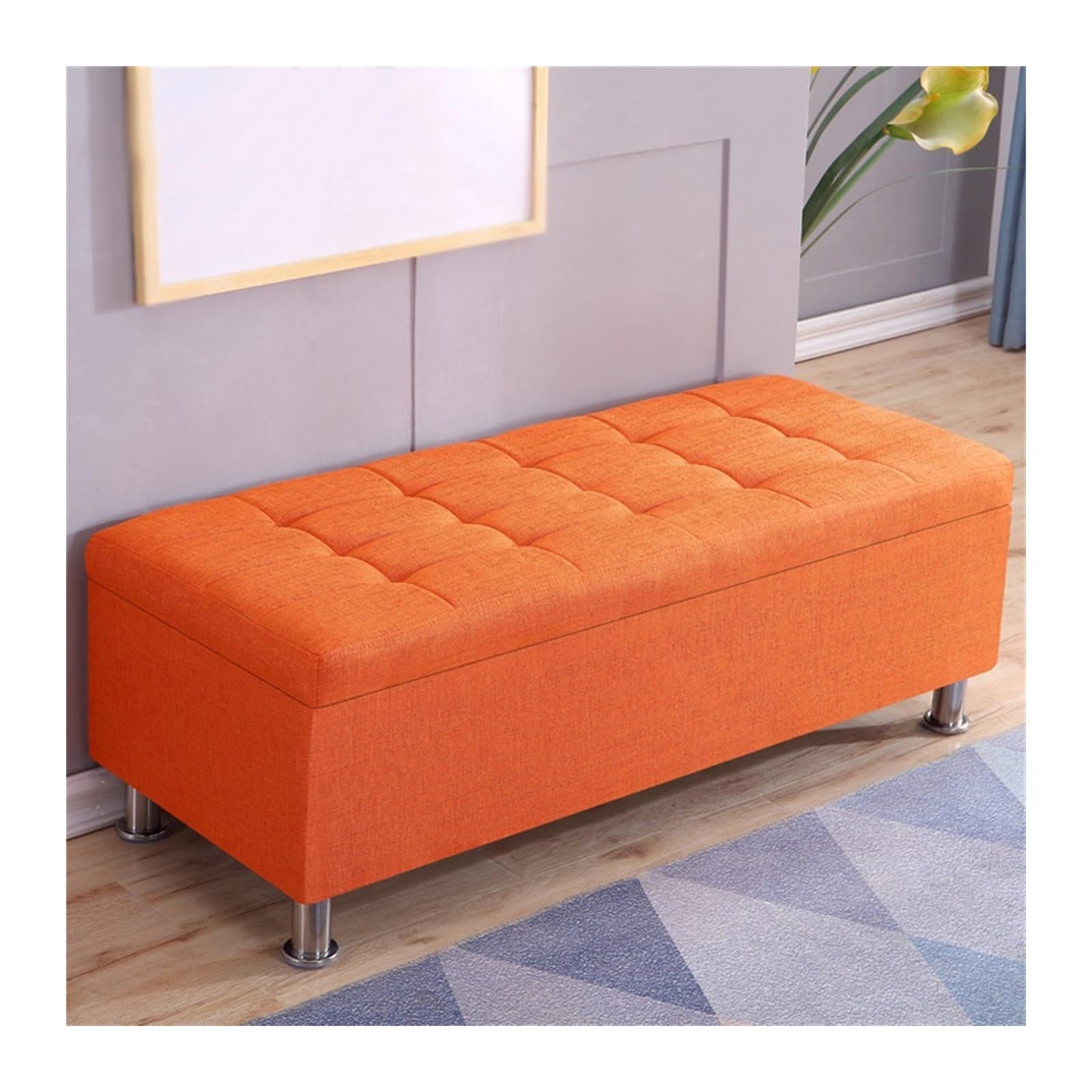 FUHAI-666 Schuhregal Rechteckiger Sofahocker, Schuhputzhocker, Nachttischhocker, multifunktionaler Aufbewahrungshocker, Hocker for Ankleidezimmer, Umkleidekabine Schuhrschrank(Orange,160 * 40 * 40cm)