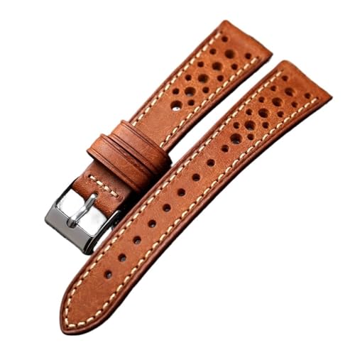 DOBRVVGT CAREG Geeignet for antike Uhrenarmbänder 18 20 22 mm, weicher, atmungsaktiver Stil, erste Schicht Rindslederarmband, handgefertigtes Herrenarmband Durable (Color : Brown, Size : 21mm)