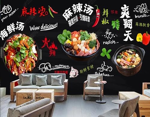 tyujlkjddlf Tapete Wandbild 3D Benutzerdefinierte Tafel Hot Pot Malatang Restaurant Hintergrundwand-400Cmx280Cm