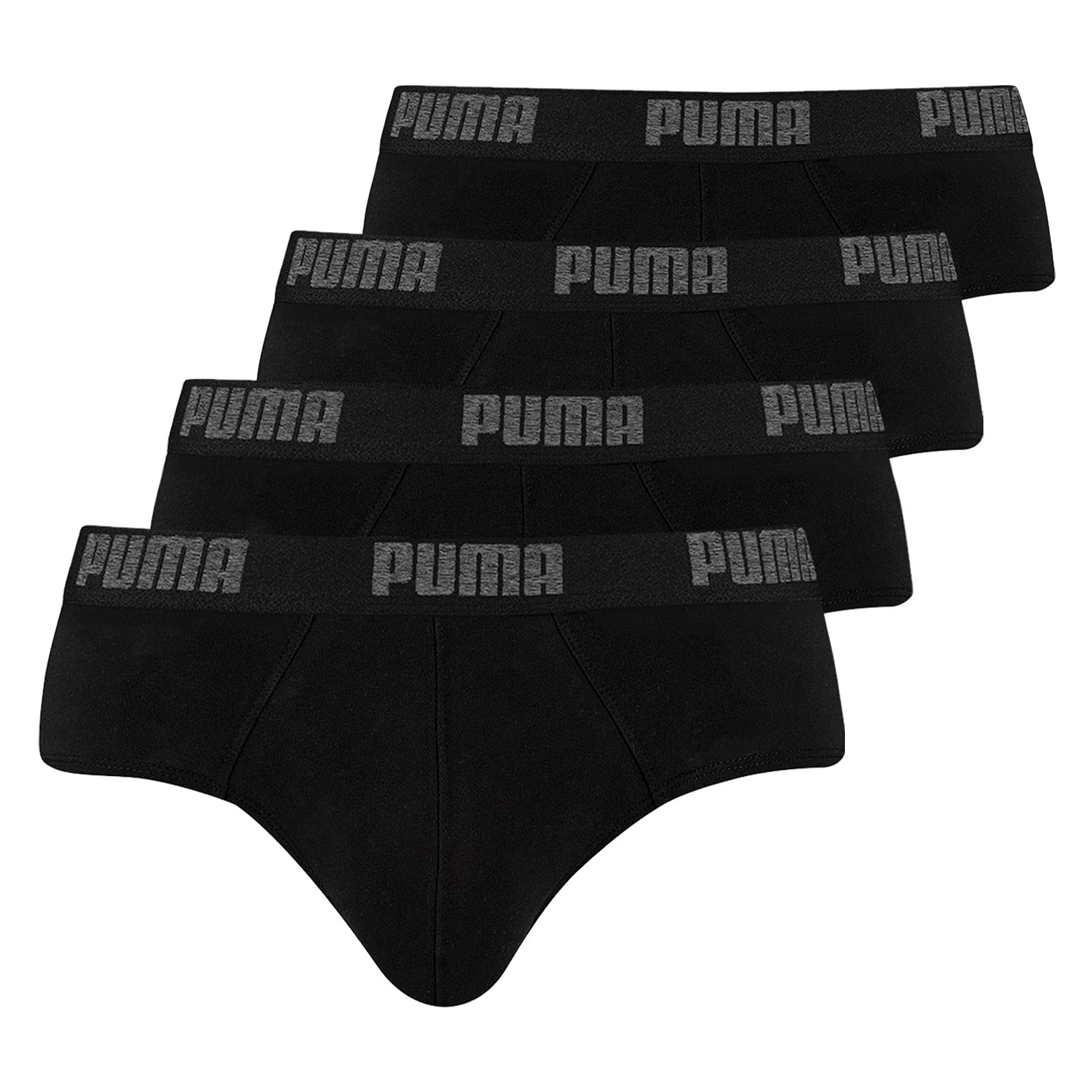 PUMA Basic Brief Men Herren Unterhose Pant Unterwäsche 4er Pack, Farbe:230 - Black/Black, Bekleidungsgröße:XL