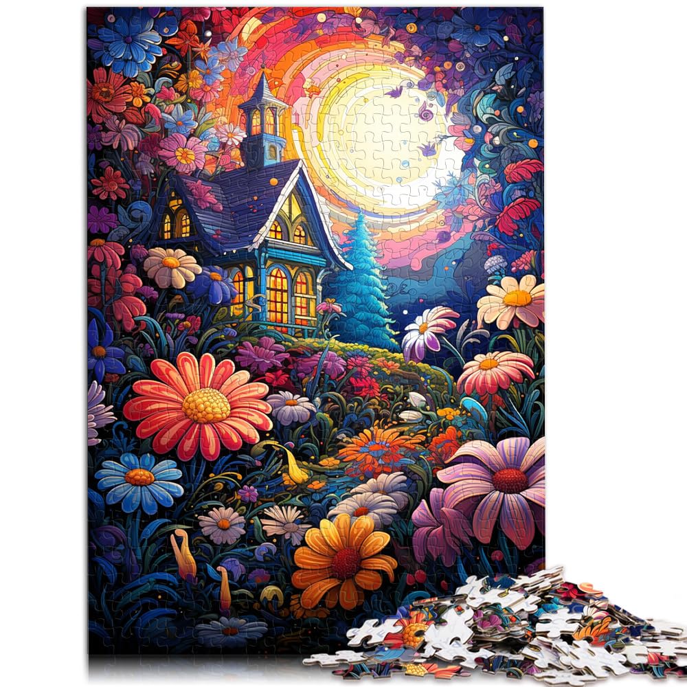 Puzzle für Puzzle „Die farbenfrohe Psychedelie des Blumenhauses“ 1000 Teile für Erwachsene, Geschenke, Holzpuzzle, Spielzeug, Denkspiel, 1000 Teile (50 x 75 cm)