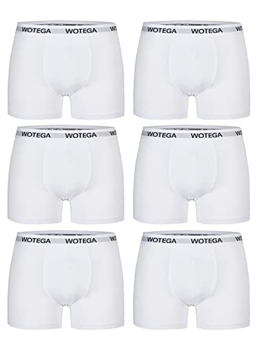 WOTEGA Joe - Boxershorts Herren 6er Pack - Basic Unterhosen Männer - Baumwoll Unterwäsche - Boxer Shorts, Weiß (Brilliant White 114001), XL