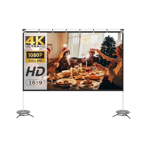 PS1/PS2 100/120 Zoll Projektionsleinwand mit Ständer Projektionsleinwand 16:9 4K HD Projektionsleinwand mit Tragetasche - Projektorleinwand(120 inch)