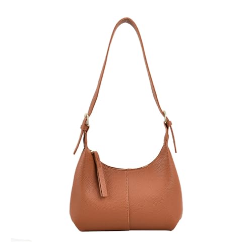 HIOPOIUYT Stilvolle Tasche, kleine Geldbörse mit Reißverschluss für Damen, Schultertasche, Unterarmtasche, braun