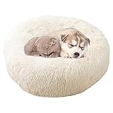 Rysmliuhan Shop hundebetten für mittlere Hunde hundebett Grosse Hunde Plüsch Hundebett Haustierbetten Für Hunde Donut Hundebett Flauschiges Hundebett Hundekissen beige,70cm/27.56in