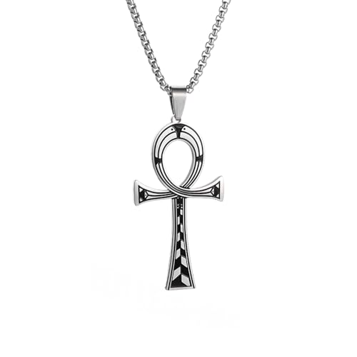 GZHENGZG Herren Halsketten und Damenschmuck Ägyptisches Ankh Kreuz Anhänger Halskette für Männer und Frauen, Life Talisman Amulett, Pharao Patron, Heiliger Schmuck Geschenk