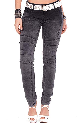 Cipo & Baxx Damen Jeanshose Denim Hose WD252 Schwarz W27 L34