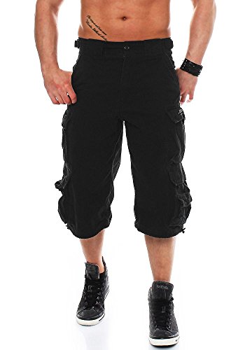 Jet Lag Herren Cargo Shorts 007 B Loose Fit 3/4-lang Black 5XL