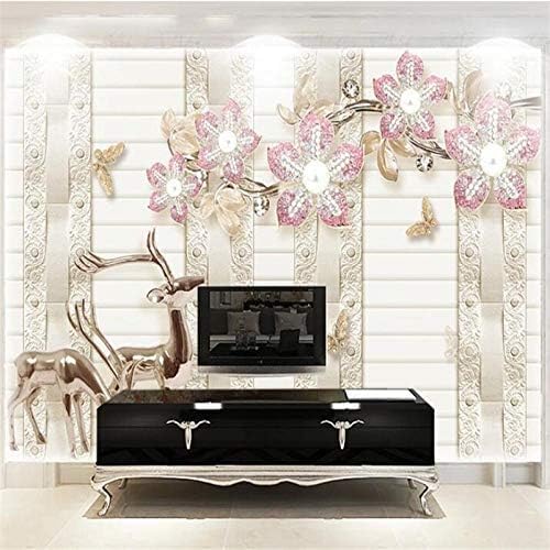 XLMING Kunstvoller Blumenhirsch 3D Tapeten Home Esszimmer Sofa Schlafzimmer Wohnzimmer TV Hintergrund-300cm×210cm