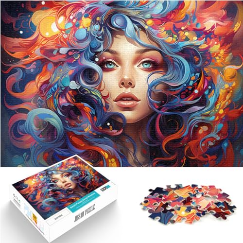 Puzzles zum Verschenken, farbenfrohe Fantasy-Anime-Mädchenkunst, 1000 Puzzles für Erwachsene, 1000 Teile, Holzpuzzle, Heimdekoration, Puzzlespielzeug, 1000 Teile (50 x 75 cm)