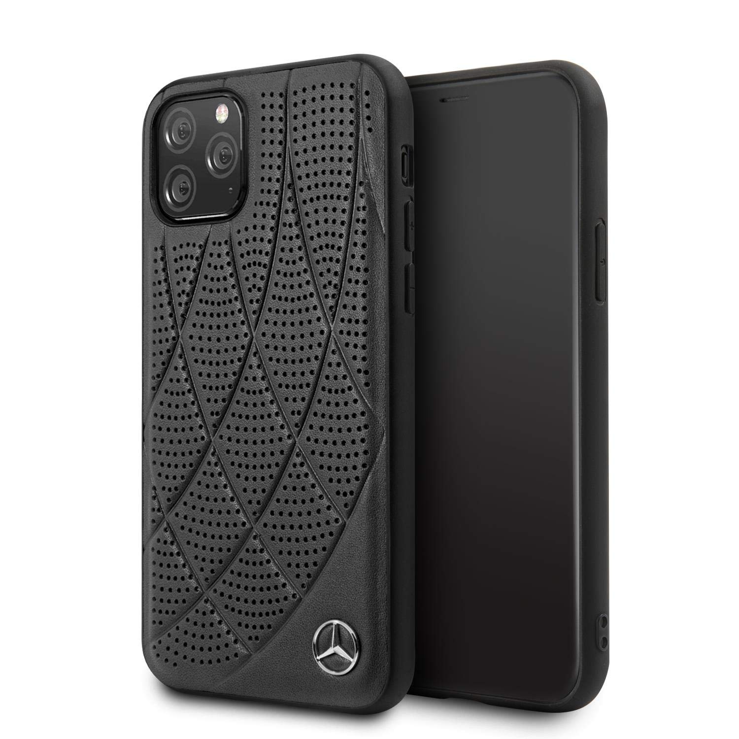 Mercedes-Benz Handyhülle für iPhone 11 Pro Hardcase Echt Leder Gesteppte Perfori