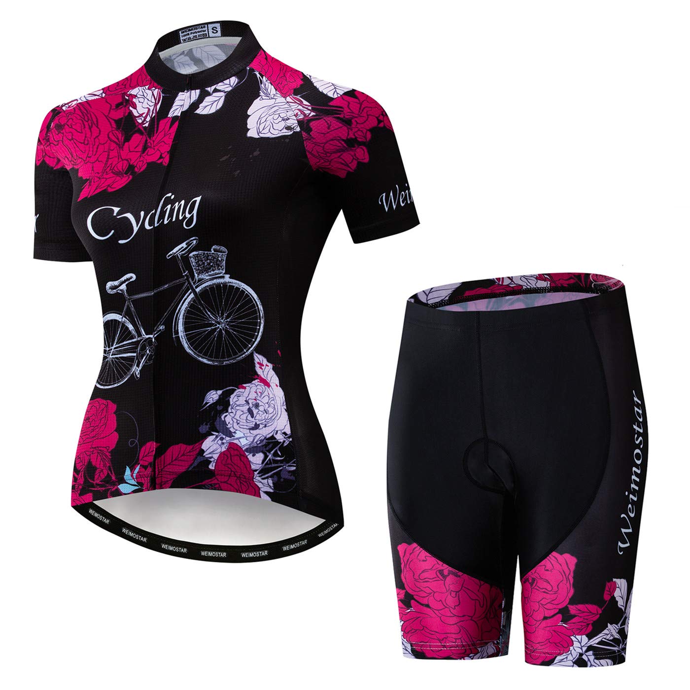 Hotlion Radtrikot Damen Set Kurzarm Fahrradbekleidung Frauen Sommer Fahrradkleidung Fahrradtrikot Rennrad Outfit CF2