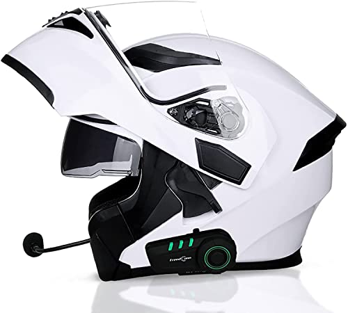 Motorradhelm-Bluetooth-Helm Motorrad Klapphelm Damen Und Herren,DOT/ECE Zertifiziert Motorradhelm Integralhelme Mit Doppelvisier,Integriert Mikrofon Für Automatische Reaktion