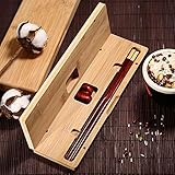 Wiederverwendbares Essstäbchen-Geschenkset aus Holz mit Etui, spülmaschinenfeste Essstäbchen, chinesisches Essstäbchen-Set mit Halter, Luxus-Essstäbchen-Set aus natürlichem Holz mit Box, 1 P