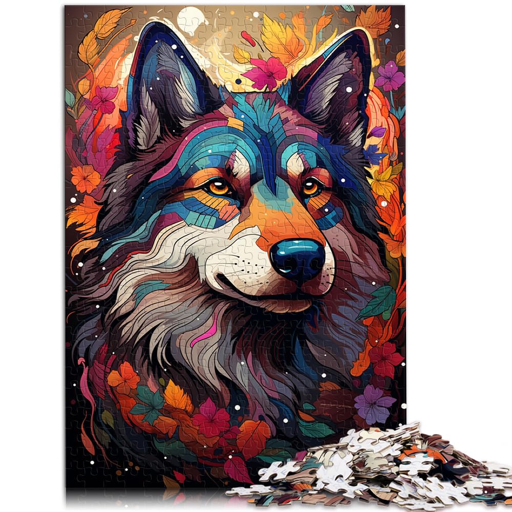 Puzzle für farbenfrohe, psychedelische Siberian Husky-Puzzles, 1000-teiliges Puzzle für Erwachsene, Holzpuzzle, gutes Geschenk für 1000 Teile (50 x 75 cm)