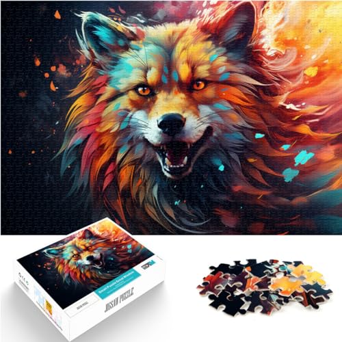 Puzzle für farbenfrohes psychedelisches Firefox-Puzzle mit 1000 Teilen für Erwachsene, Holzpuzzle, Spielspielzeug für die Familie, Puzzle, Geschenk und Geschenkidee (50 x 75 cm)