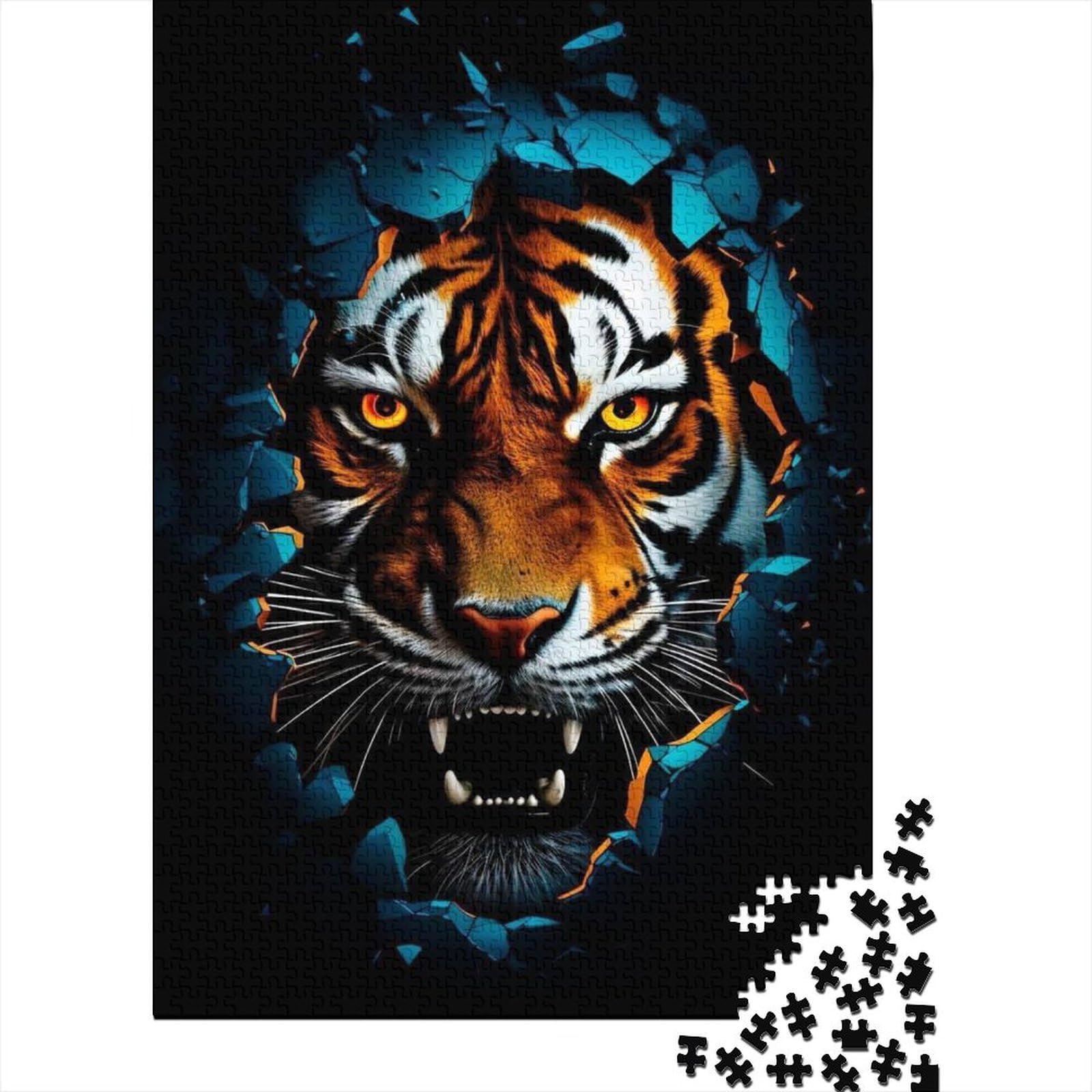 Tiger-Puzzle aus Holz, Puzzle für Erwachsene, Teenager, Erwachsene, Puzzle, 1000 Teile, Heimdekoration, Puzzle (Größe: 75 x 50 cm)