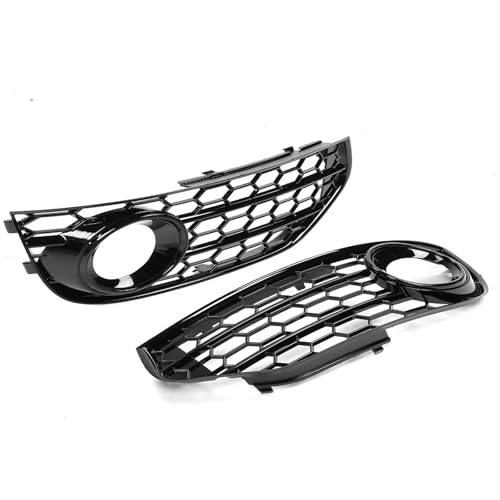 Frontgrills Für Für A4 B8 B8.5 Für ALLROAD 2009-2015 8K0807681J 8K0807682J01C Auto Nebelscheinwerferabdeckung Nebelscheinwerfer Wabengitter Front Bumper Grille(Glossy Black)