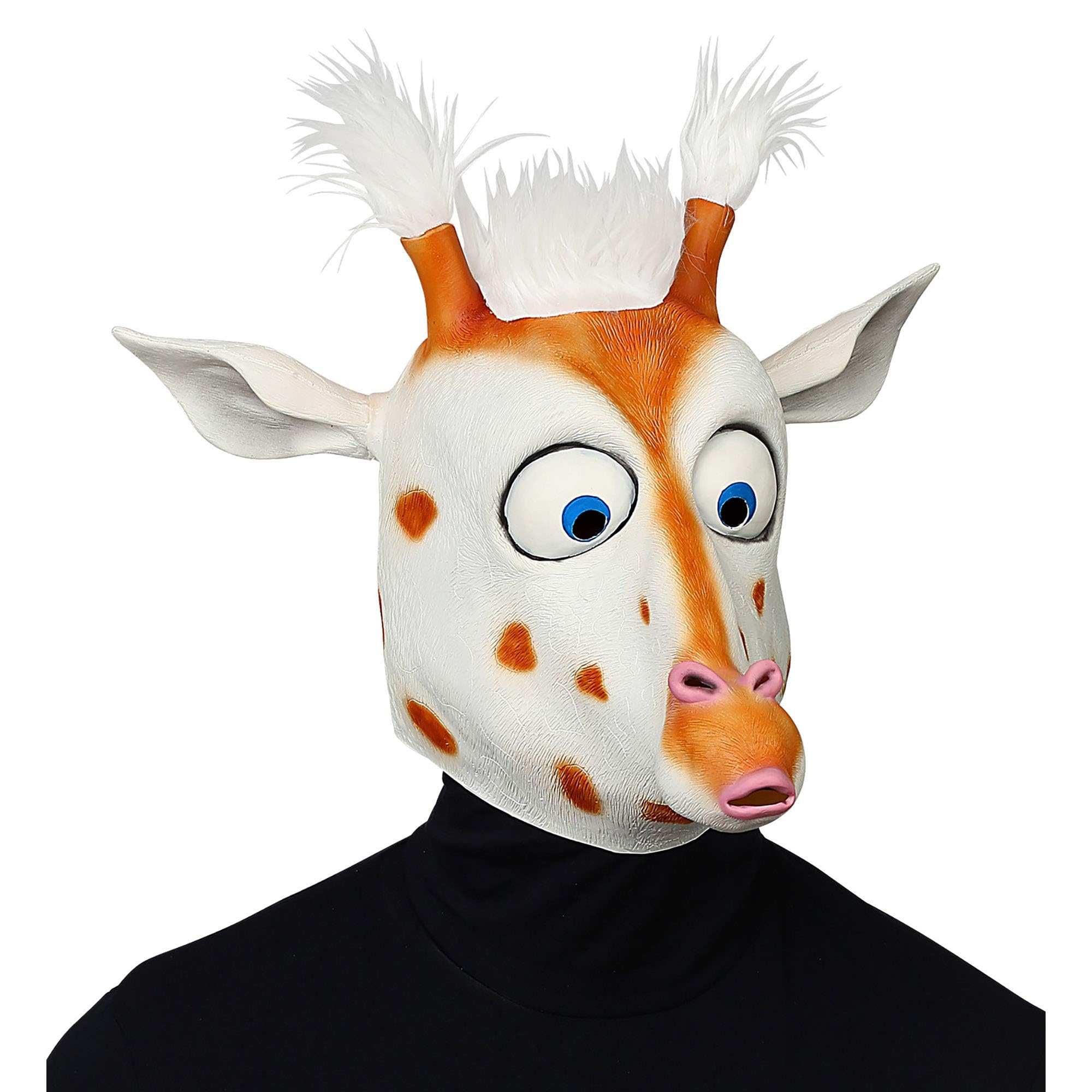 Widmann 03303 - Ganzkopf Maske Giraffe mit Riesenaugen und Plüschhaaren, Tiermaske, Karneval, Mottoparty