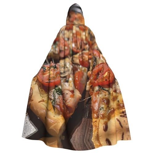 WURTON Schmackhafter Pizza-Druck, Eleganz, Kapuzenumhang für Halloween, Karneval, Mottopartys, Cosplays, Erwachsene, Unisex