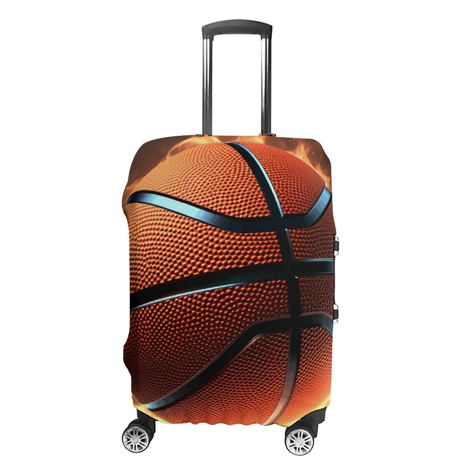 CSGJMYGS Reisegepäckabdeckung, elastisch, waschbar, modisch, kratzfest, 3D-Basketballkoffer-Schutz, passend für 45,7 - 81,3 cm Gepäck, 3D-Basketball., L