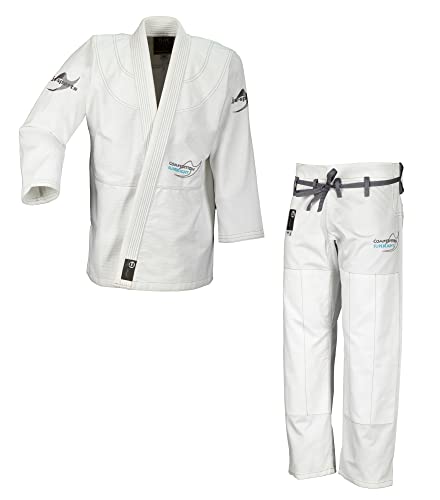 Ju-Sports BJJ Anzug Pearl Competition superlight Weiß A4 I Superleichter Brazilian Jujutsu Anzug mit kontrastierenden Nähten & edlen Stickverzierungen I BJJ Gi Herren I 100% Baumwolle