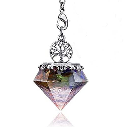 Natürlicher Kristallstein Orgon Pyramide Baum des Lebens Stein Anhänger Pendelkette für Energie Schmuck,Chakra-Stein