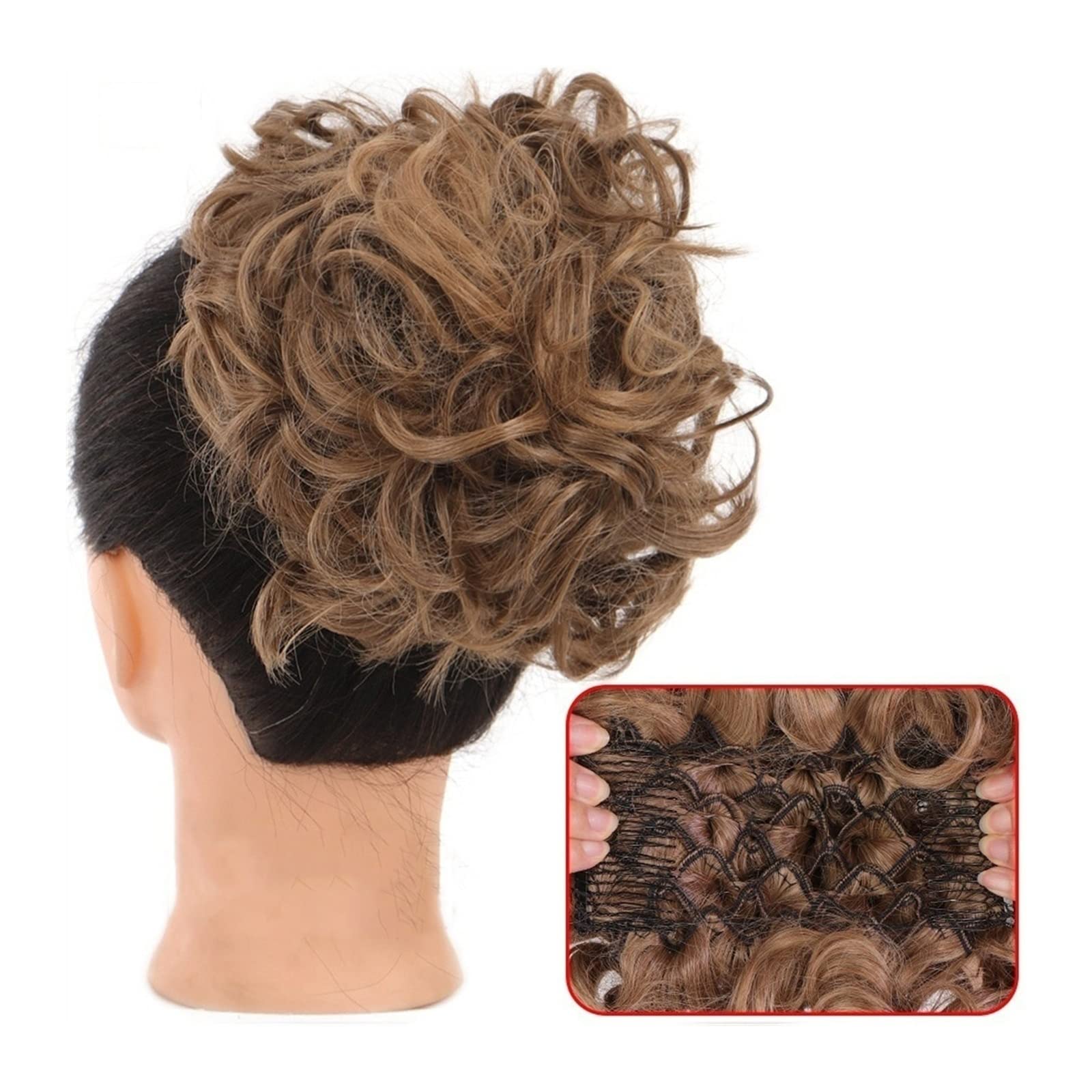 Bun Haarteile Clip-in-Pferdeschwanz, lockiges Chignon-Haarteil for Hochzeiten, unordentliches Dutt-Haarteil, synthetischer, unordentlicher Haarknoten, Pferdeschwanz-Verlängerung, Hochsteckfrisur-Kämme