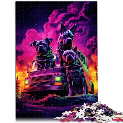 Puzzle für Erwachsene mit Hund neben Feuerwehrauto, 1000 Teile, Puzzle-Geschenke, jedes Teil ist einzigartig – anspruchsvolles, unterhaltsames Familienspiel, 1000 Teile (50 x 75 cm)