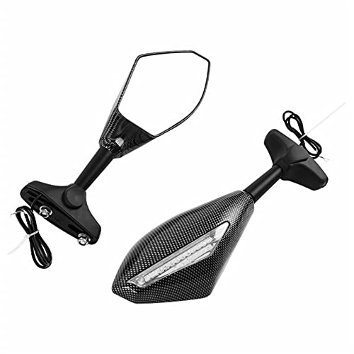 Skdvy Lenkerendenspiegel Scooter Kompatibel, Motorradrückseitenspiegel Blinker(Carbon Fiber)