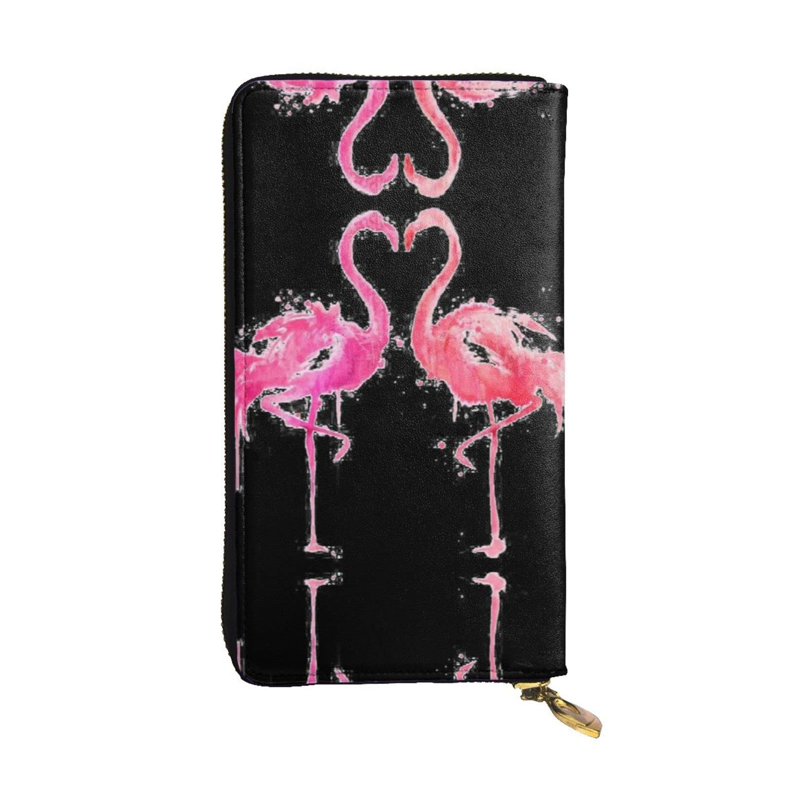 DMORJ Ink Flamingos lange Clutch aus Leder, 19 x 10 cm, bequem, leicht, wasserdicht, langlebig, schönes Geschenk, Schwarz, Einheitsgröße, Schwarz , Einheitsgröße