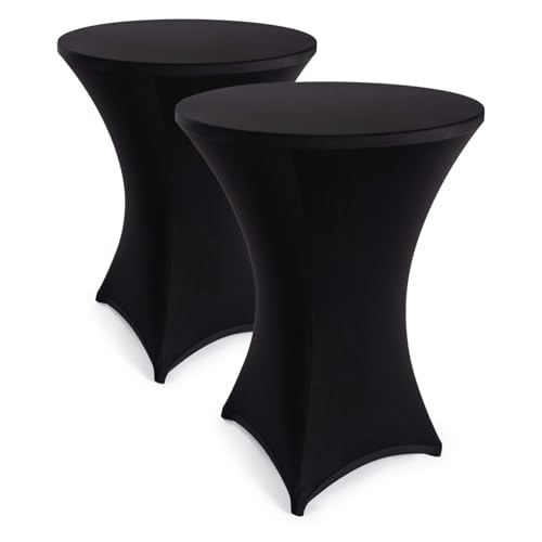 Blumtal Stretchbezug Stehtisch Hussen - Elegante Stehtischhusse für Bistrotisch (5, Schwarz, Ø 60-65cm)