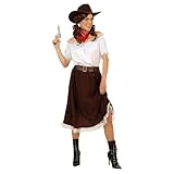 Widmann - Kostüm Cowgirl, Bluse, Rock, Gürtel und Hut, wilder Westen, Karneval, Mottoparty