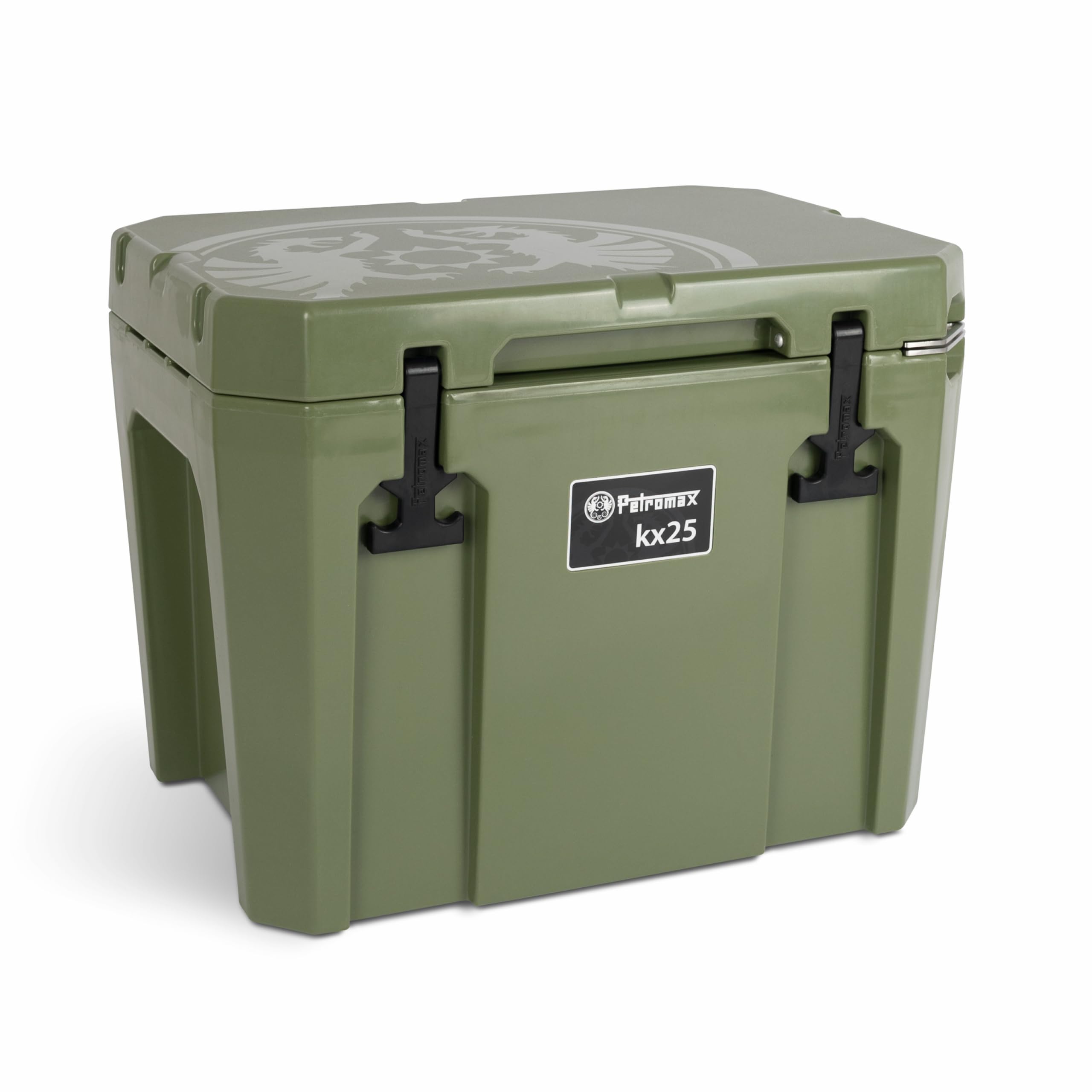 Petromax KX50 Kühlbox - Passive Outdoor-Kühlung für unterwegs - Kühler mit Eiskühldauer bis zu 12 Tagen für Camping, Festival oder Strand - 25 Liter - Oliv