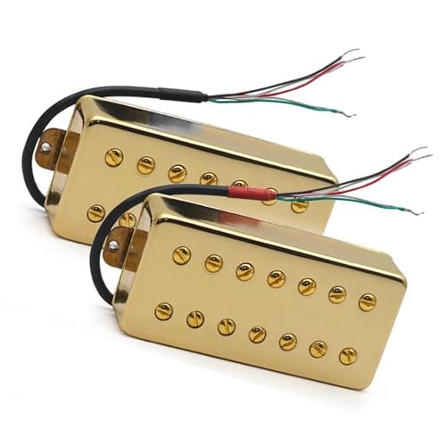 Gitarren-Tonabnehmer 7-saitiger LP-Gitarren-Humbucker-Tonabnehmer 8,5K/14K Dual-in-Line-Spulenaufteilung Für E-Gitarre, Schwarz/Gold/Chrom (Color : 1Set Gold)