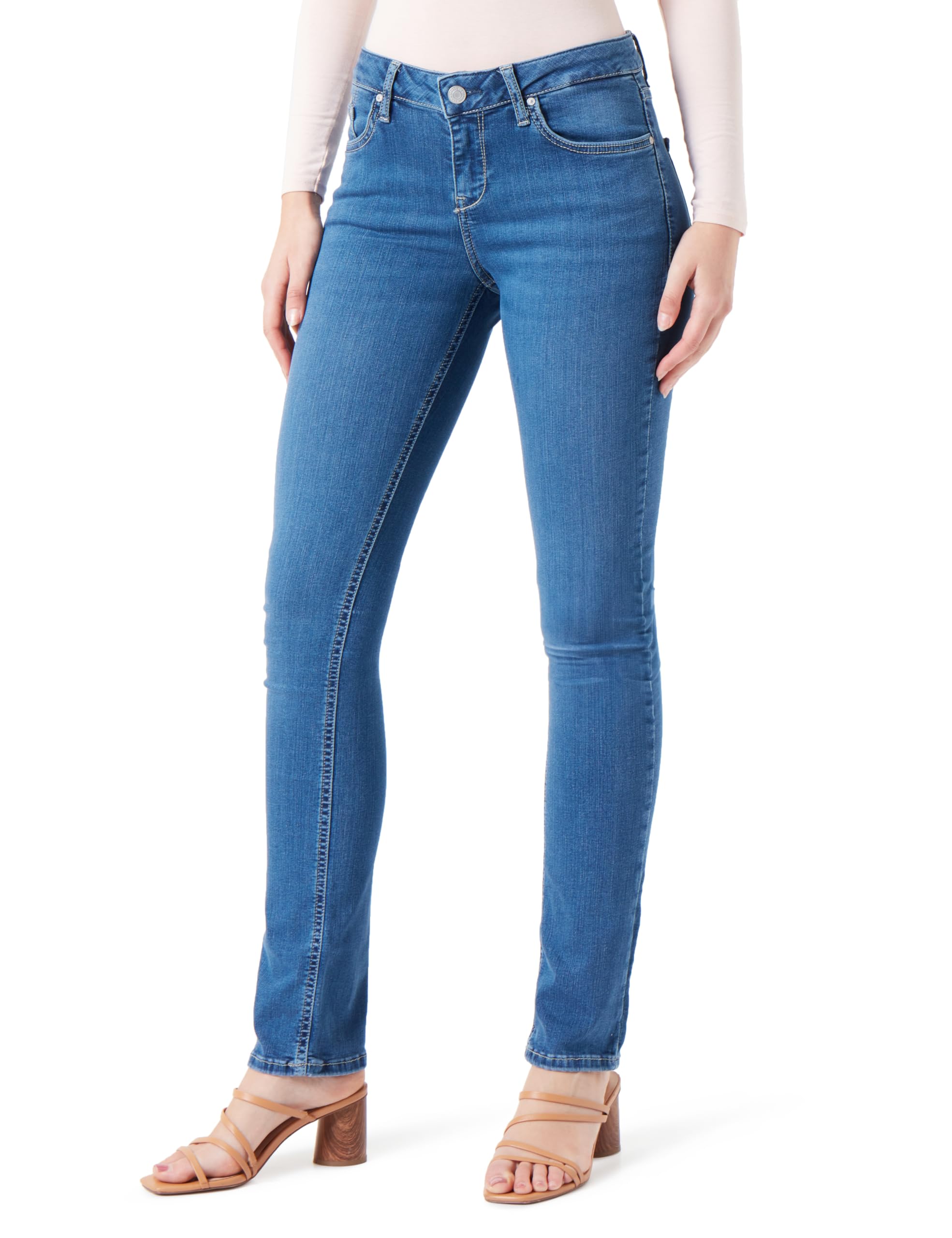 LTB Jeans Damen Jeanshose Aspen Y - Jeans Damen mit Reißverschluss und einfachen 5 Taschen, Flacher Vorderseite und mittlerer Taille aus Baumwollmischung - Dunkel Blau Größe 28/30