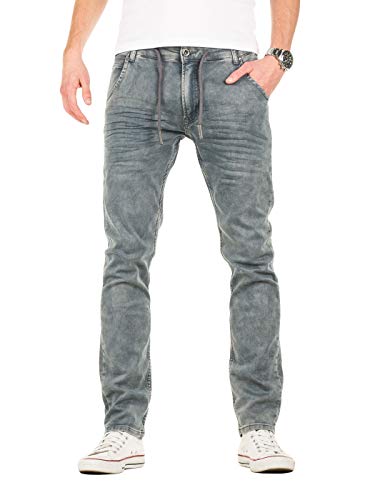 WOTEGA Herren Sweathose in Jeansoptik Slim-Fit Joshua, Grau (Stormy Weather 4214), W29/L34