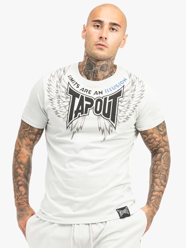 Tapout Herren T-Shirt Normale Passform TILLUSION Tee Light Grey/Black/Blue XXL